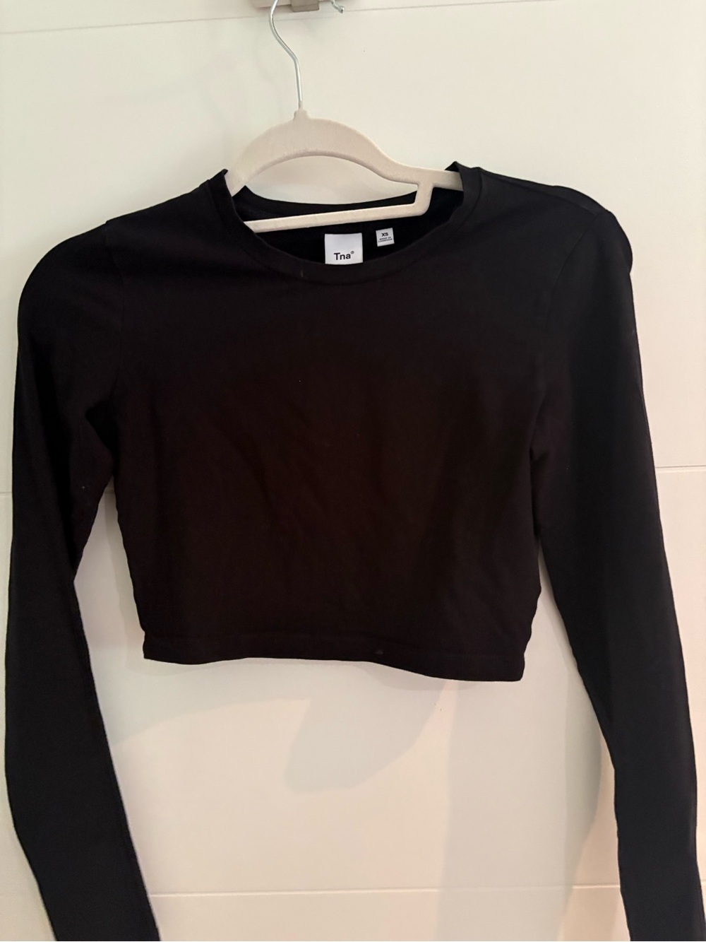 TNA Black Cropped Long-Sleeve Crew Top